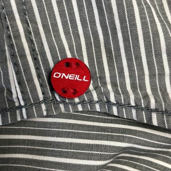 O’Neill Men’s Button Up Striped Shirt  Size L Gray and White - Picture 7 of 11